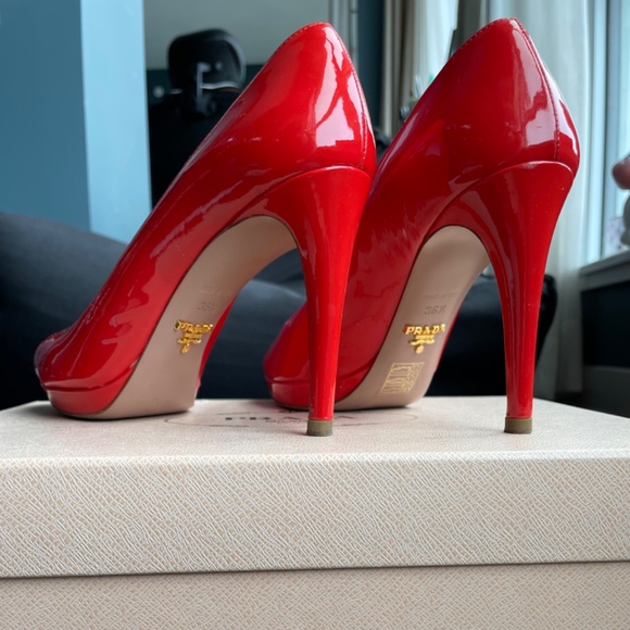 Prada Peep Toe Pump Red - Picture 2 of 4